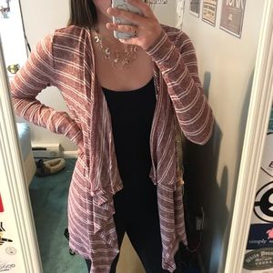 red/pink/maroon flowy cardigan